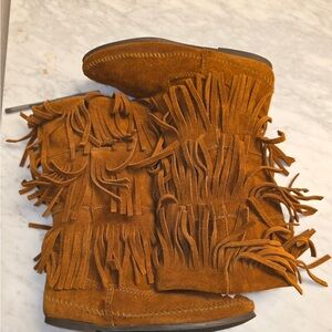 Fringed Suede Moccasins - Brown